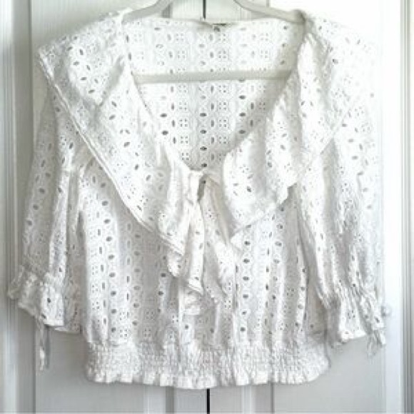 Anthropologie Tops - NWOT Anthropologie Porridge White Eyelet Anglaise top size XS